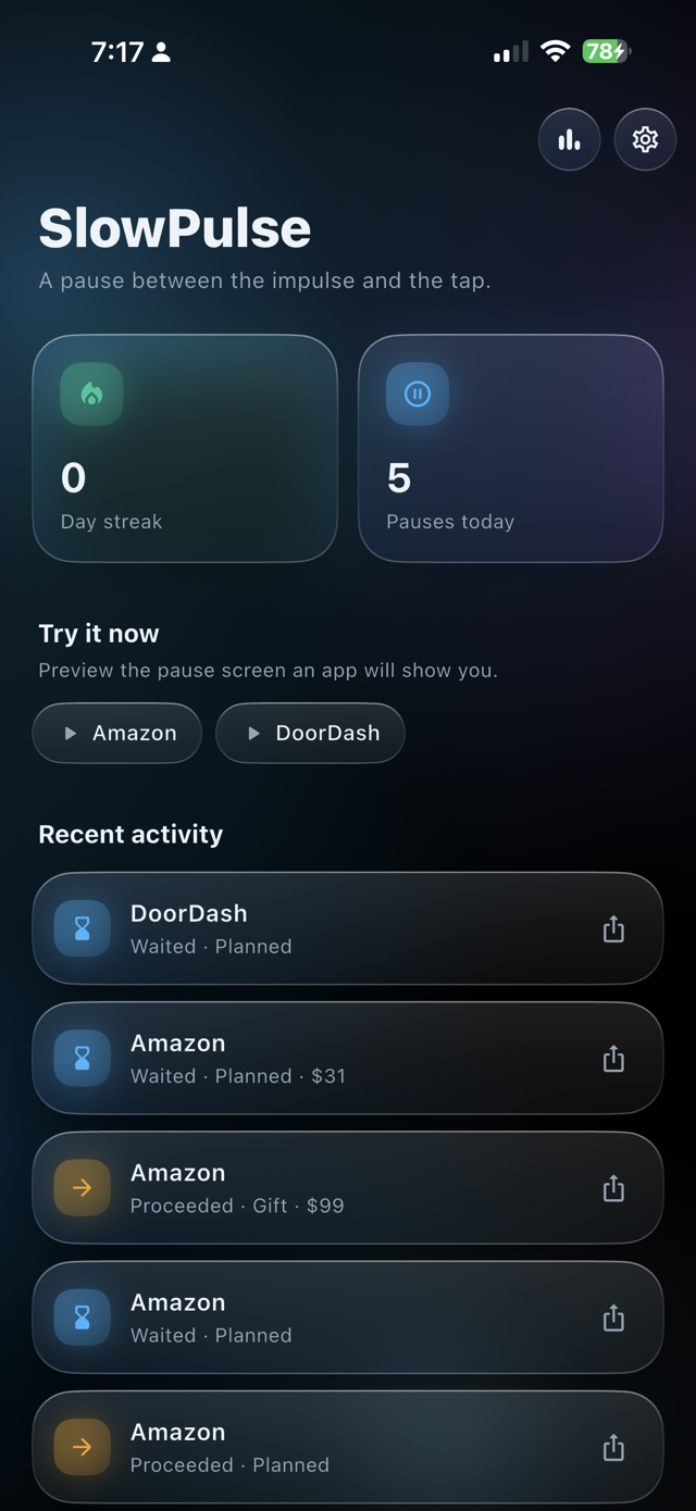 SlowPulse App Screenshot